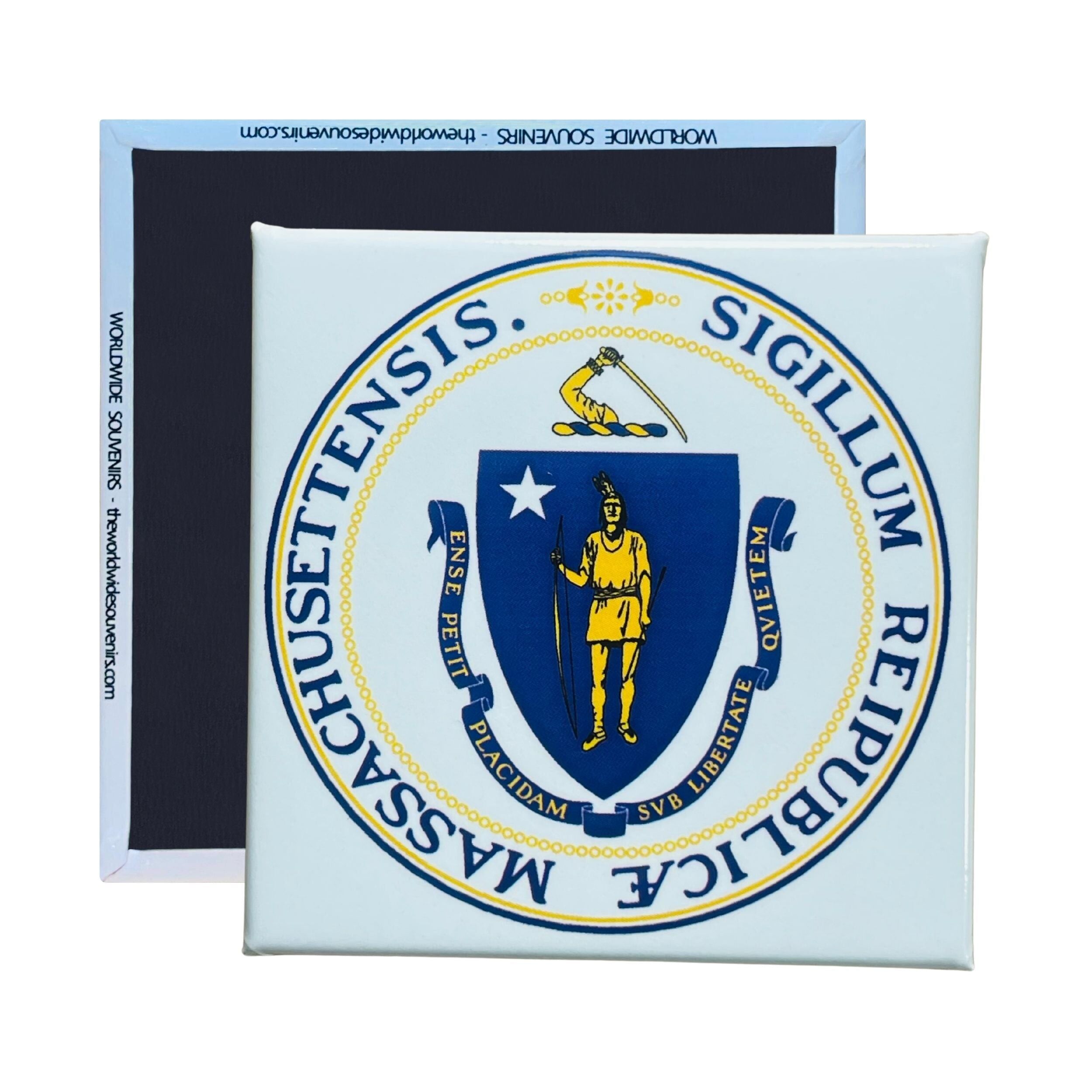 Quadratischer Magnet - Staatssiegel MASSACHUSETTS - USA