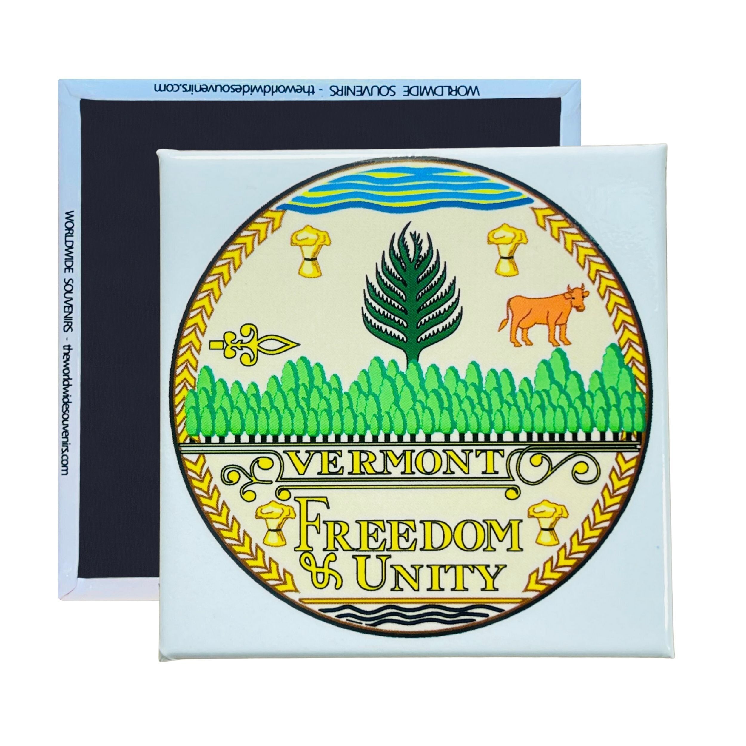 Quadratischer Magnet - Staatssiegel VERMONT - USA