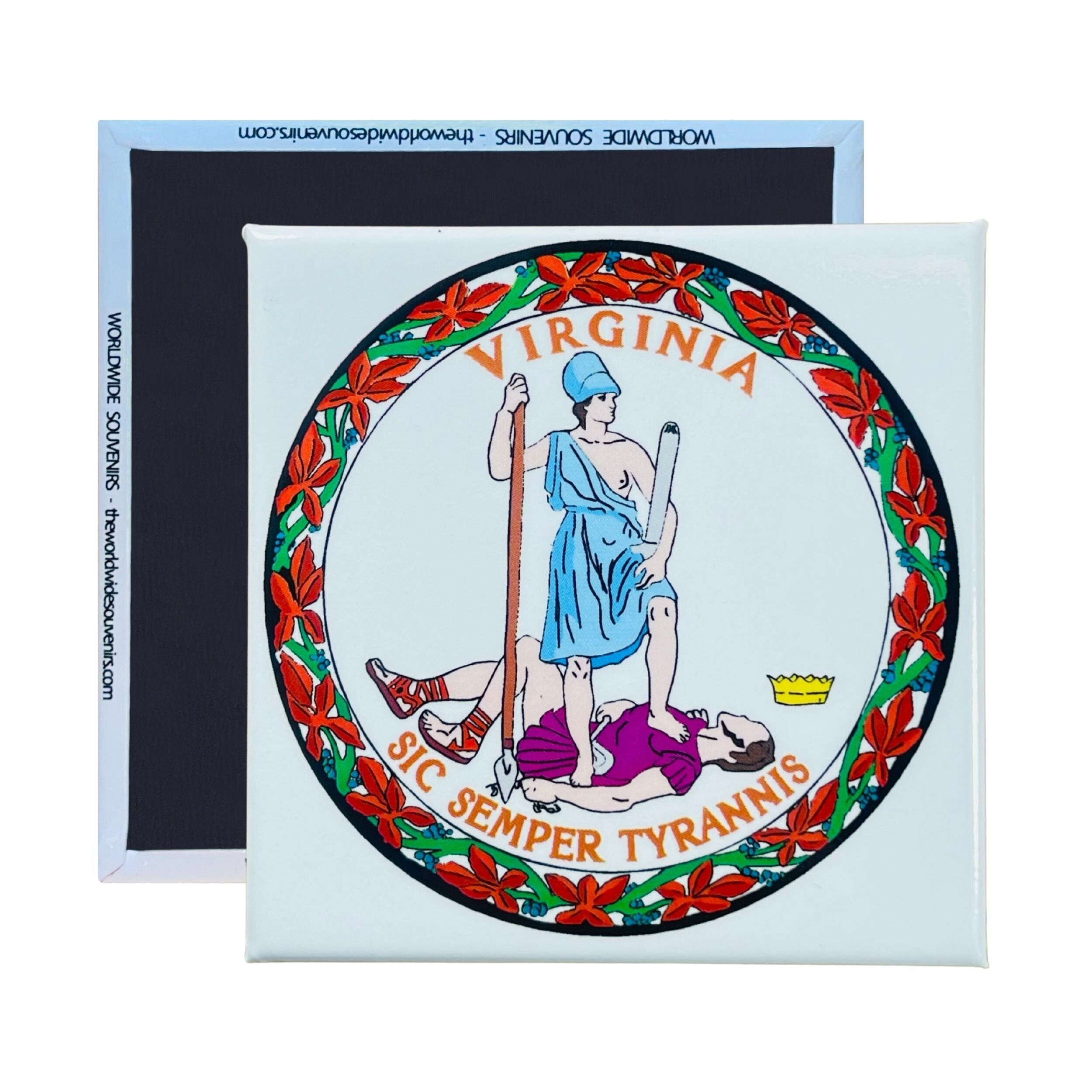 Quadratischer Magnet - Staatssiegel VIRGINIA - USA