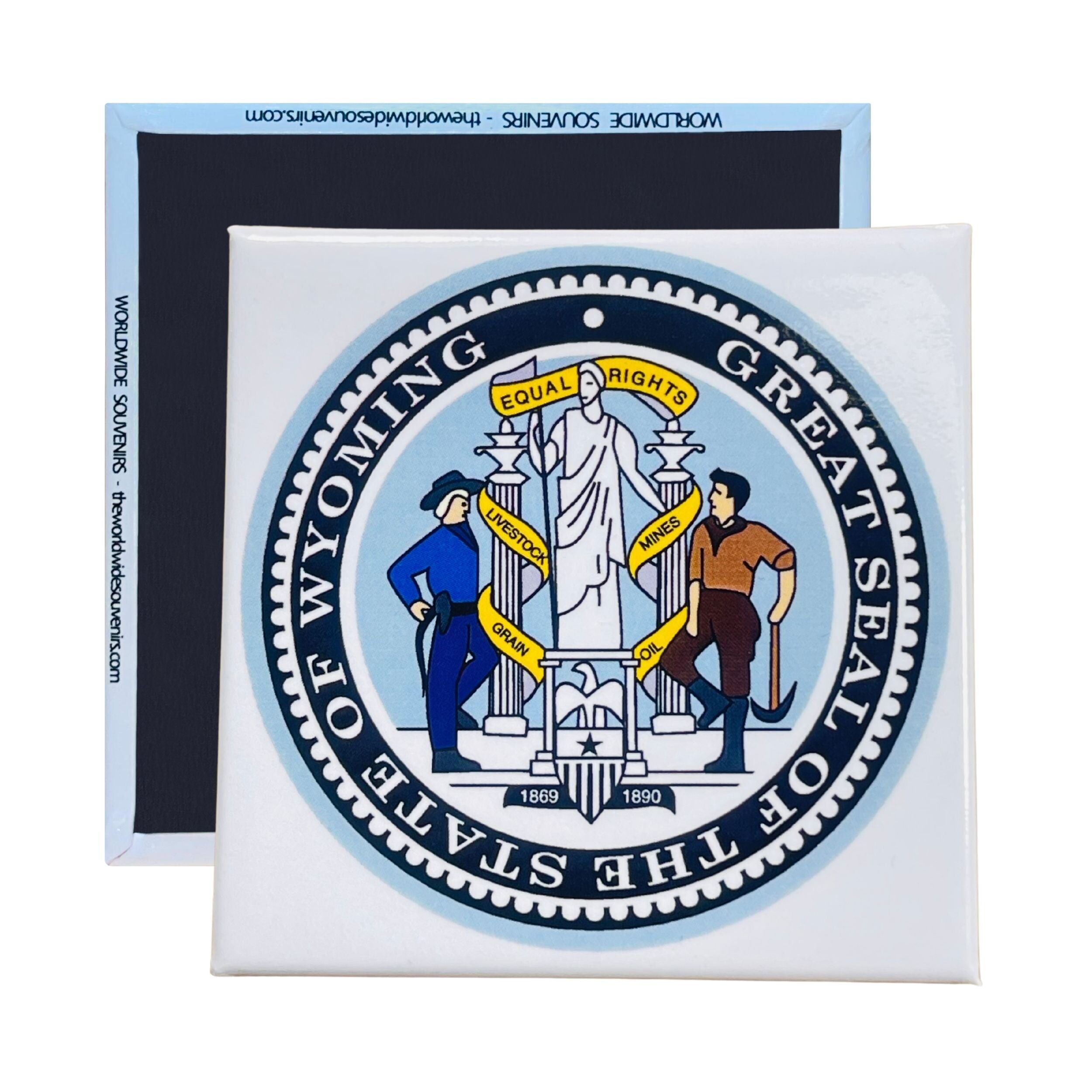 Quadratischer Magnet - Staatssiegel WYOMING - USA