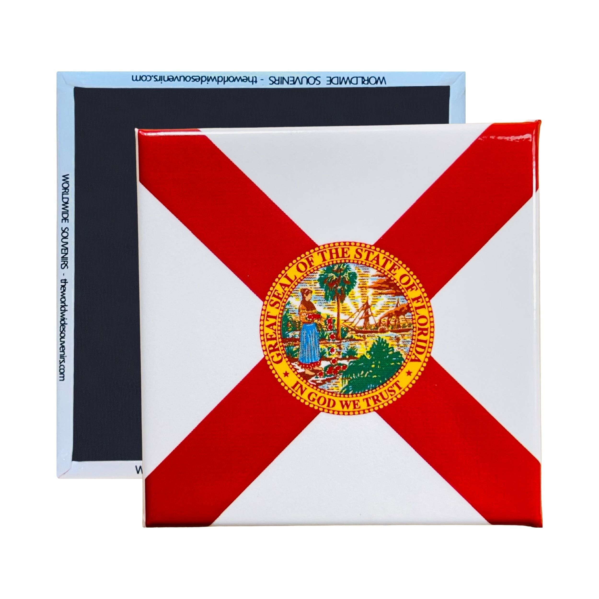 Quadratischer Magnet - Staatsflagge FLORIDA - USA
