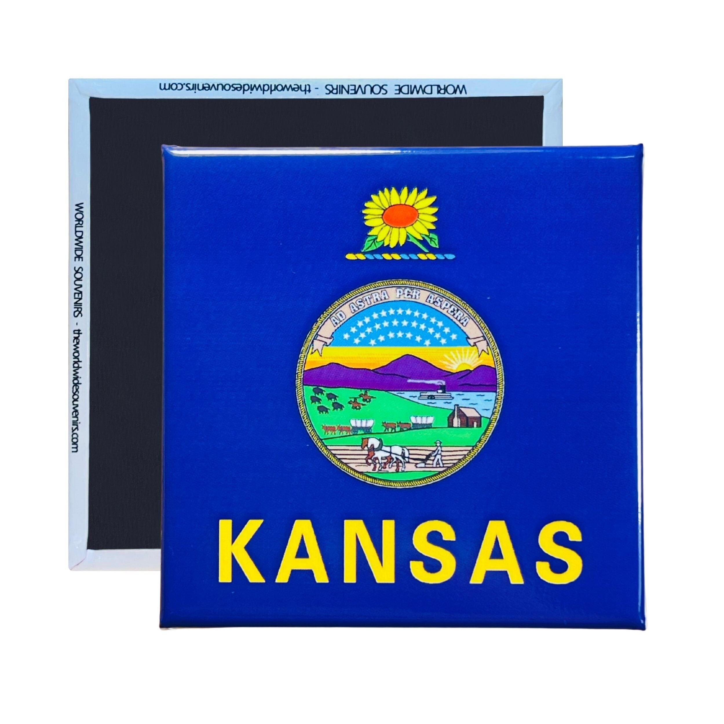Square Magnet - State Flag KANSAS - USA