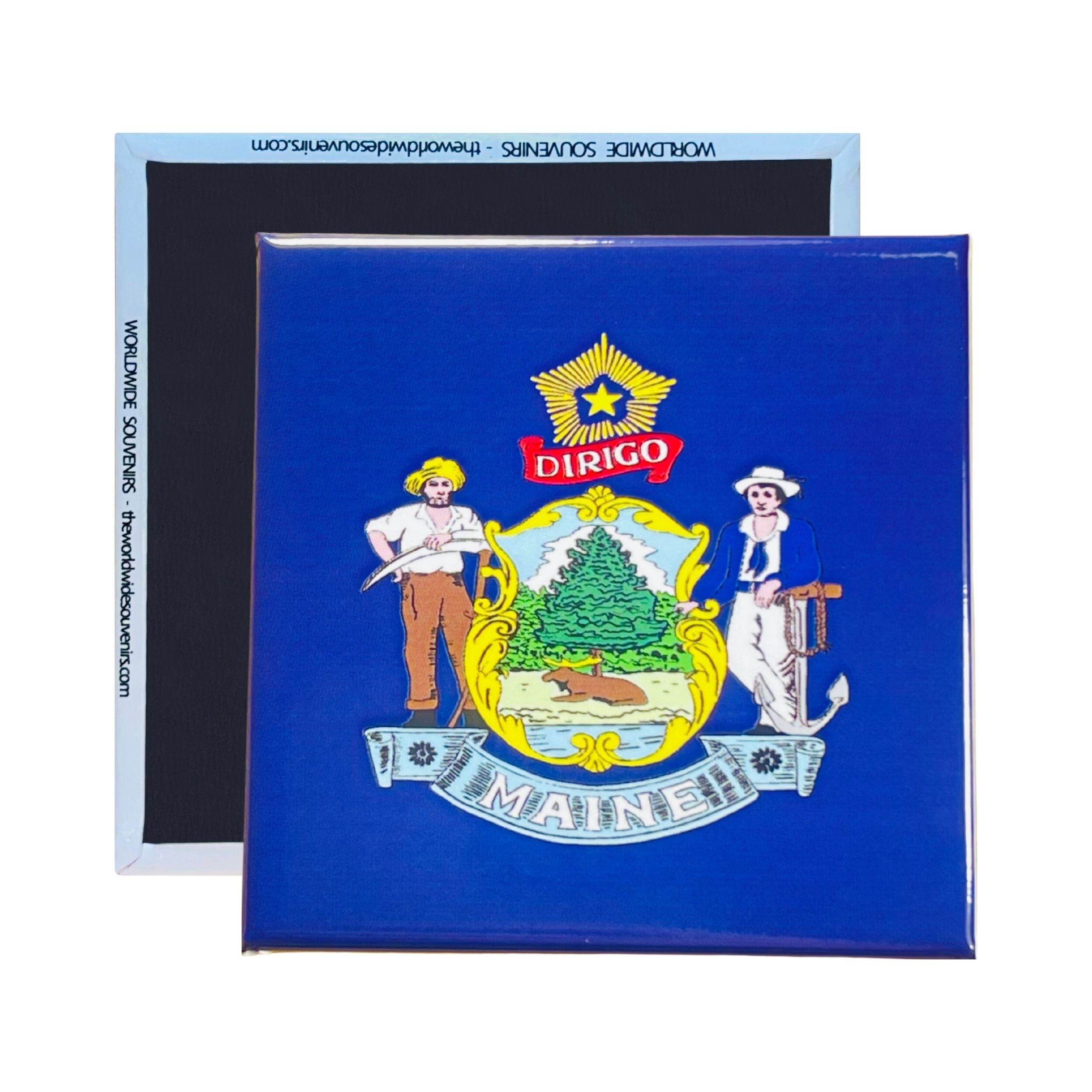 Quadratischer Magnet - Staatsflagge MAINE - USA