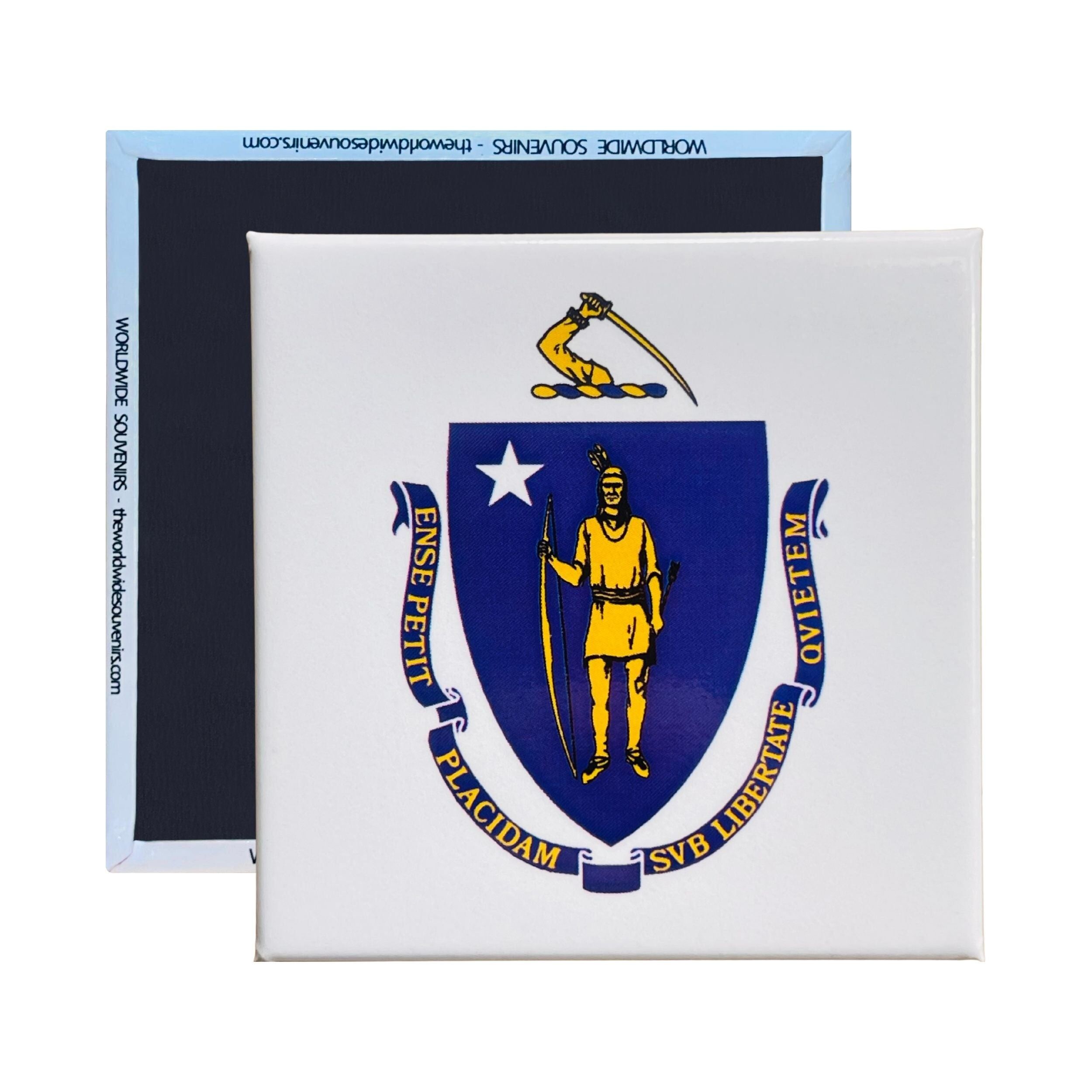 Quadratischer Magnet - Staatsflagge MASSACHUSETTS - USA