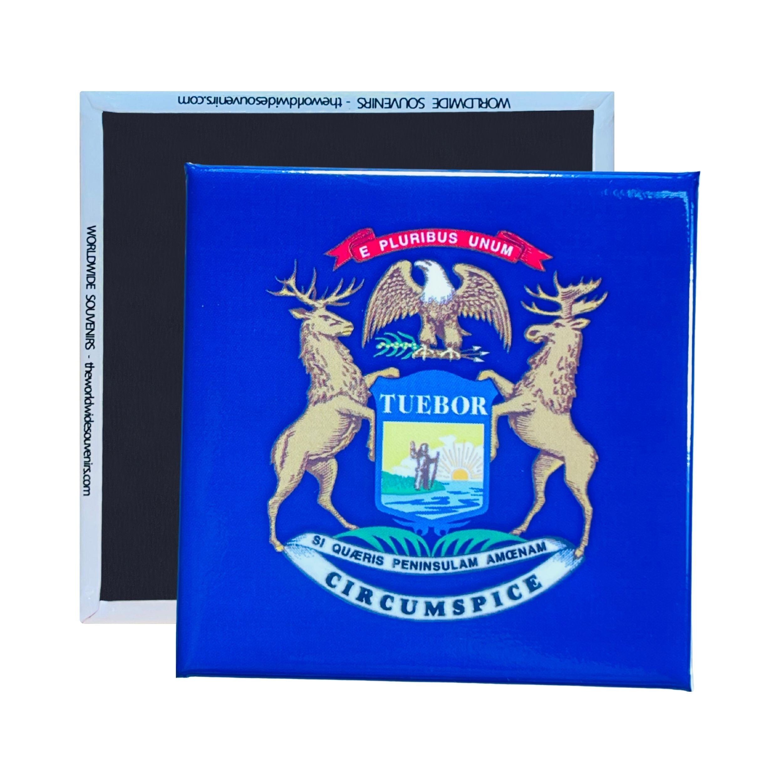 Quadratischer Magnet - Staatsflagge MICHIGAN - USA