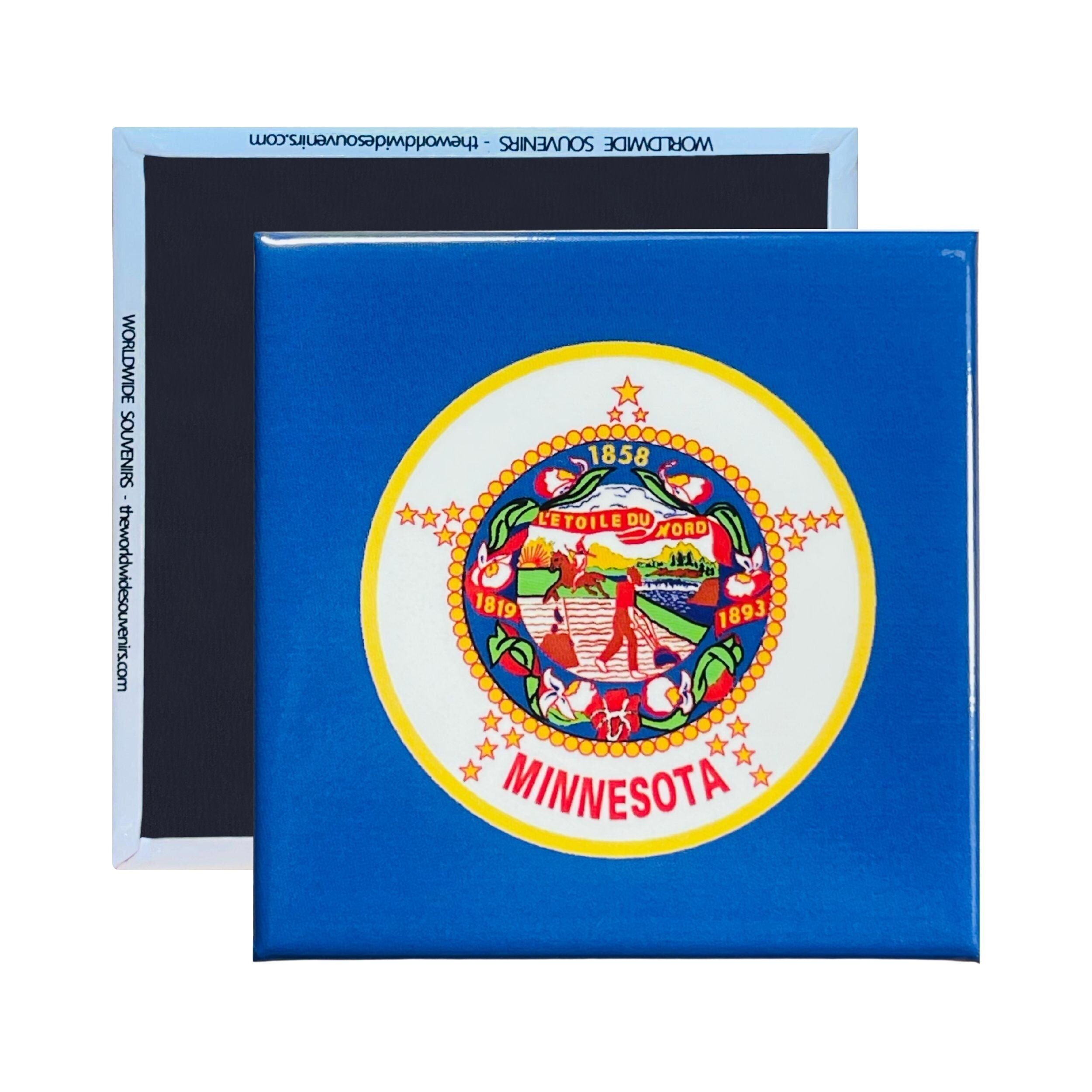 Quadratischer Magnet - Staatsflagge MINNESOTA - USA