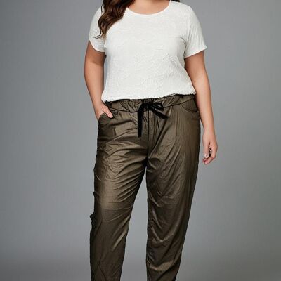 Pantaloni effetto plissettato rivestiti in bronzo taglie forti (T6747)