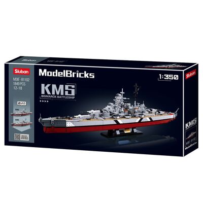 Sluban M38-B1102 - Ladrillos de modelismo - Acorazado Bismarck 2 en 1