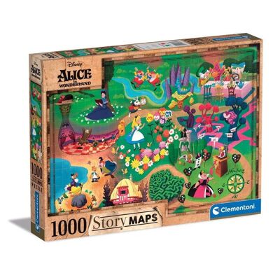 Clementoni 39667 - Puzzle 1000 pièces - Alice au pays des merveilles - Cartes Disney