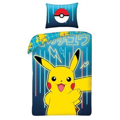 Pokémon - Parure de lit - Pikachu bleu - 140 x 200 cm + 70 x 90 cm