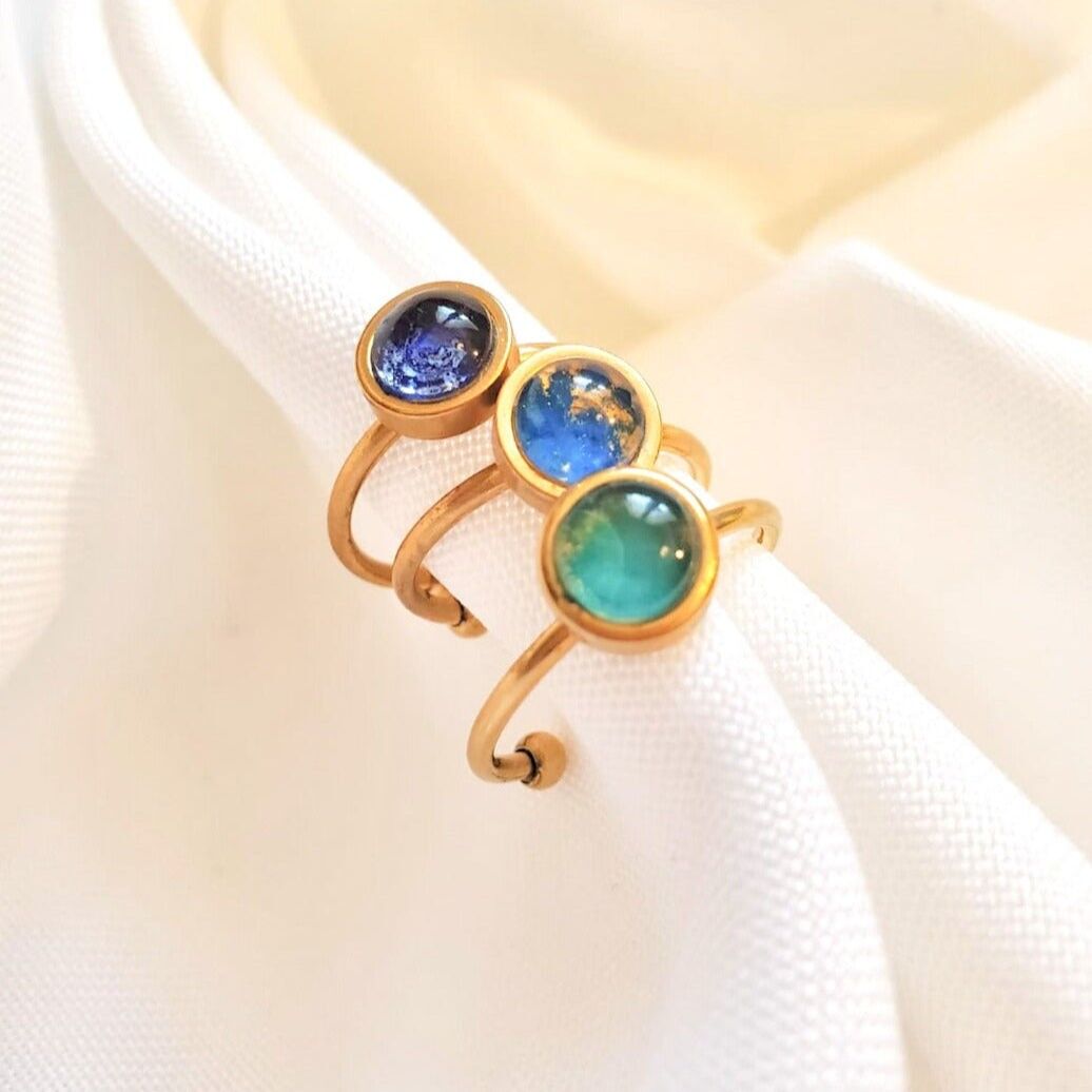 Anillo - Plata u Oro - Color a elegir - Marco de acero inoxidable ajustable