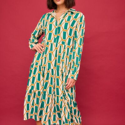 Robe longue verte feu