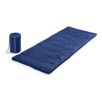 SAC DE COUCHAGE BLEU EN MATÉRIAU SOUPLE AVEC REMBOURRAGE INTÉRIEUR ÉPAIS. AVEC ZIP À OUVERTURE COMPLÈTE INTÉRIEURE/EXTÉRIEURE.