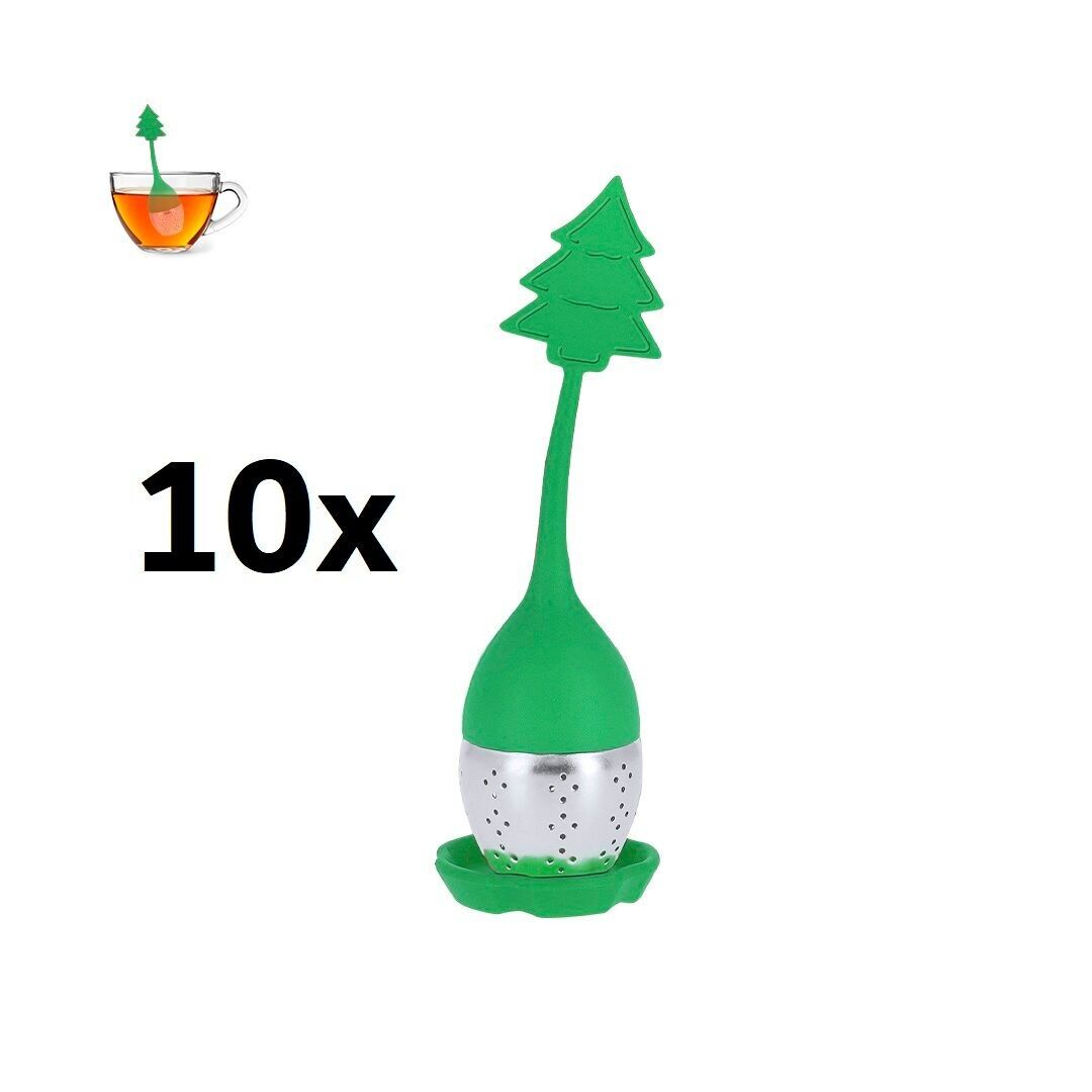 10 INFUSORI PER TÈ VERDE IN SILICONE E ACCIAIO INOSSIDABILE. INCLUDE UNA BASE IN SILICONE, IDEALE PER RIPORRE L'INFUSORE DOPO L'USO, PREVENENDO GOCCIOLAMENTI E MANTENENDO PULITA LA SUPERFICIE.