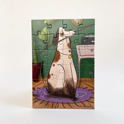 Puzzle da 24 pezzi "Il cane giocoso" - Prodotto in Francia (dimensioni 21 x 14,8 cm)