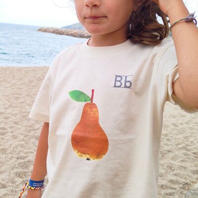 Chemise Meladi pour enfant en coton biologique - Poire sur fond naturel brut