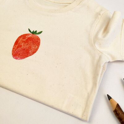 Camisa de bebé de algodón orgánico Meladi Kids - Fresa sobre tela natural
