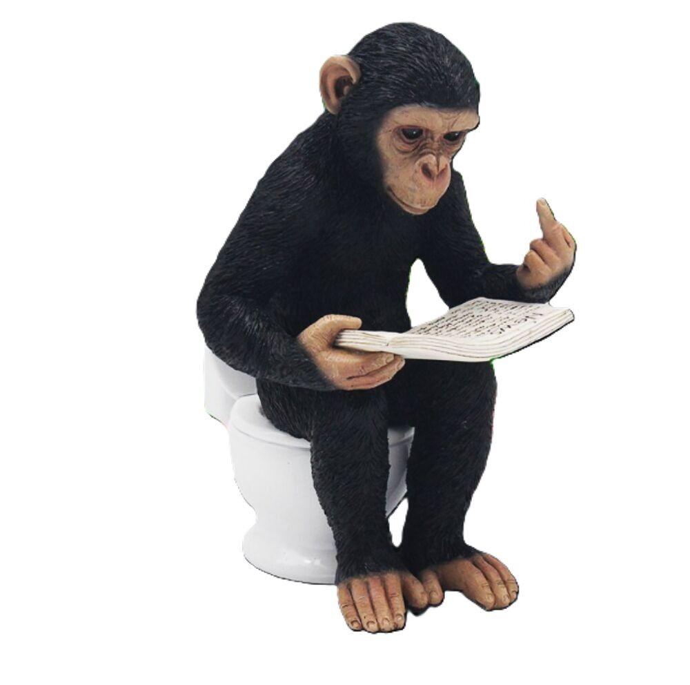 Statuetta di scimmia sul water che legge il giornale, novità, regalo per gli amanti delle scimmie