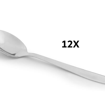 LOT DE 12 CUILLÈRES À DESSERT D'HÔTEL EN ACIER INOXYDABLE