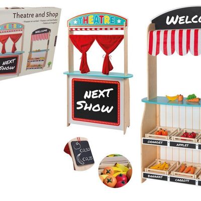 Escena 2 en 1 y tienda con accesorios.