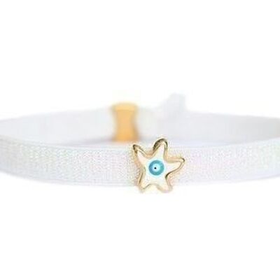 Bracelet de cheville étoile blanche oeil turquoise