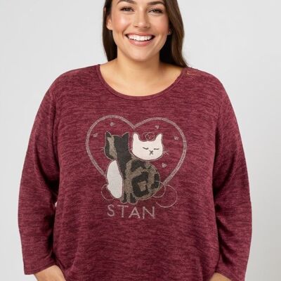 Plus size red cat pattern sweater (T9818A)