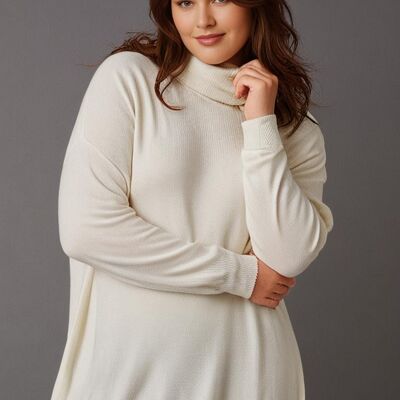 Maglione dolcevita bianco taglie forti (T9360)