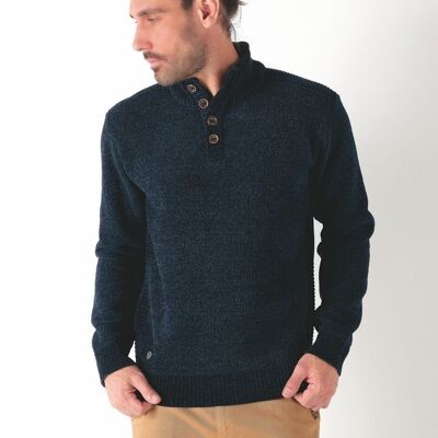 61023 Maglione in ciniglia con colletto abbottonato