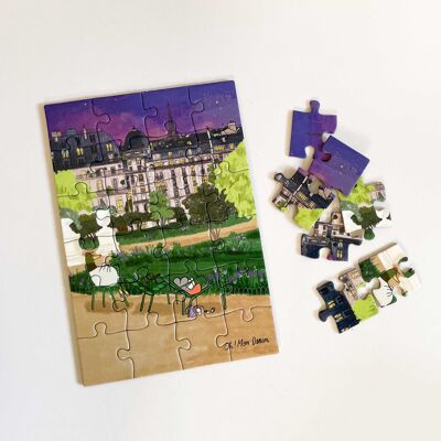 Puzzle da 24 pezzi "Giardino a Parigi" - Prodotto in Francia (dimensioni 21 x 14,8 cm)