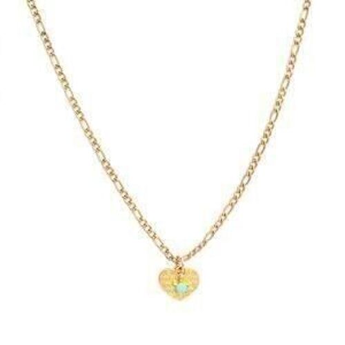 Ketting heart gold turquoise star