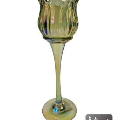 Portavelas de té con forma de tulipán verde