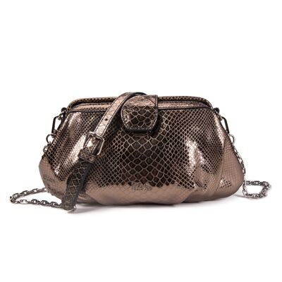 Bolso de hombro Marta de piel color bronce metalizado