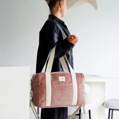 Borsa fasciatoio in velluto a coste color terracotta Noah