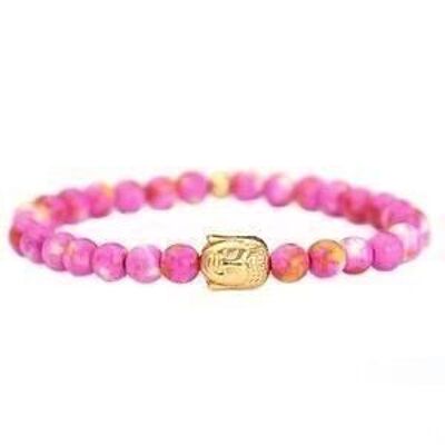 Buddha bracelet pink gold stone