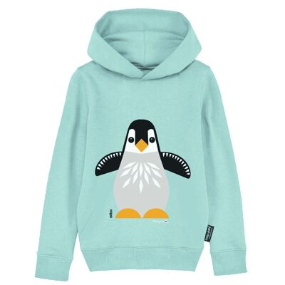 Felpa con cappuccio per adulti, cotone biologico, azzurro cielo - Pinguino