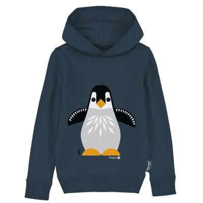 Felpa con cappuccio per adulti, cotone biologico, blu navy - Penguin