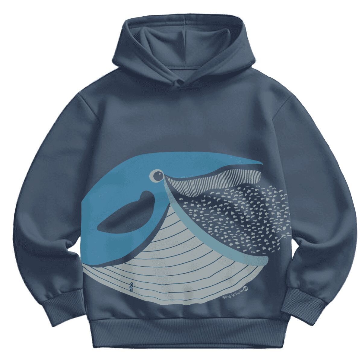 Felpa con cappuccio per bambini, cotone biologico, blu navy - Whale