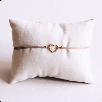 Elastisches Armband mit gepunktetem Herz - taupe