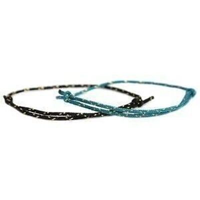 Ensemble de bracelets surf culture noir et bleu sarcelle d'or