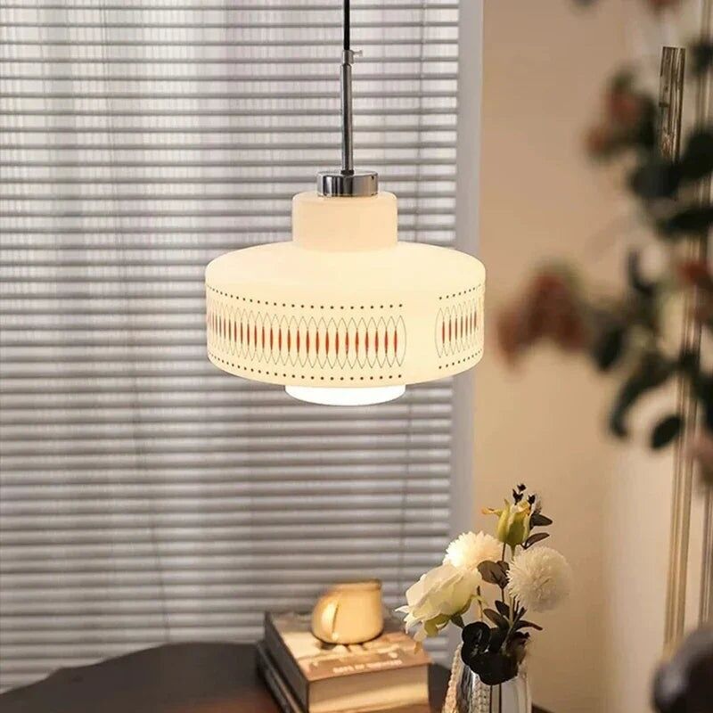 White Glass Geometric pattern Pendant Ceiling Lamp Light