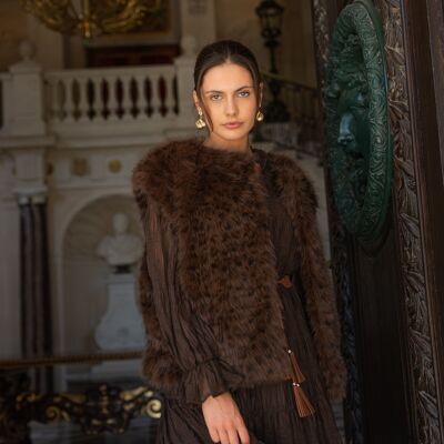 Veste sans manches en fausse fourrure Léopard - Y123