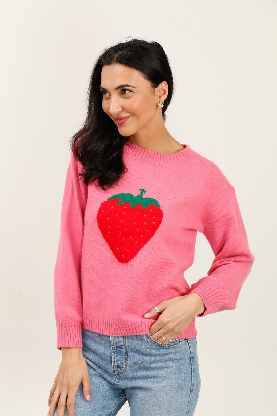 Pull Rose à Motifs Rossignols Taille M - Occasion En Très Bon état