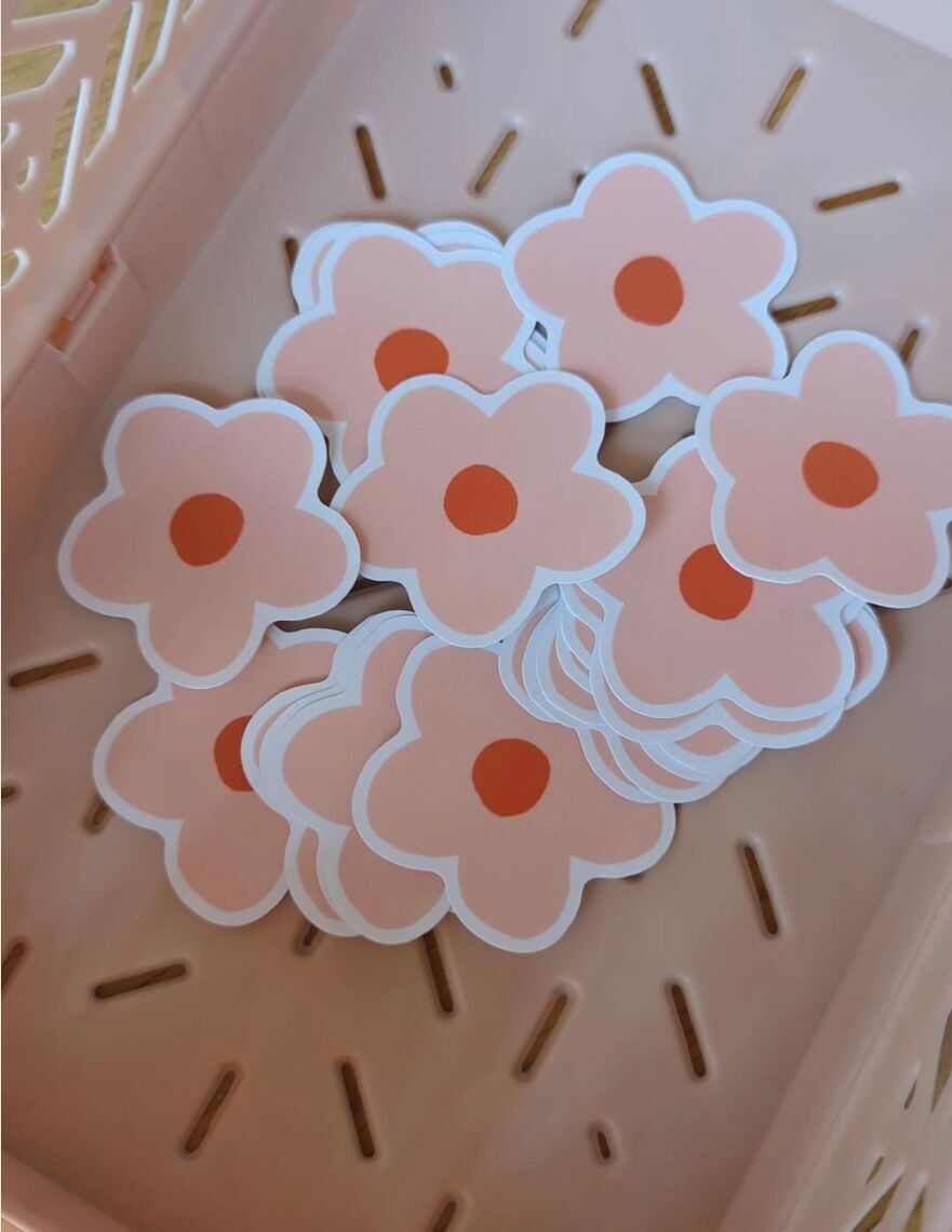 Aufkleber mit rosa Blumen