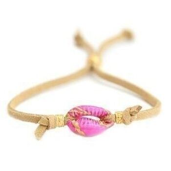 Bracelet en daim coquillage rose 2