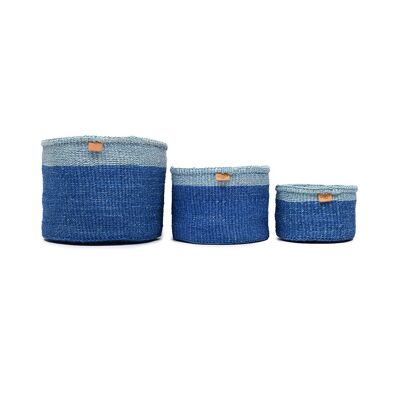TOFAUTI: Cesta tejida Two Blue Duo Color Block