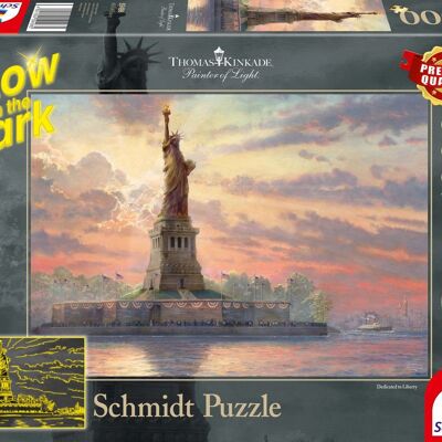 Thomas Kinkade - Estatua de la Libertad al anochecer - Rompecabezas GID de 1000 piezas