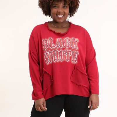 T-shirt grande taille effet déchiré rouge (T11721)
