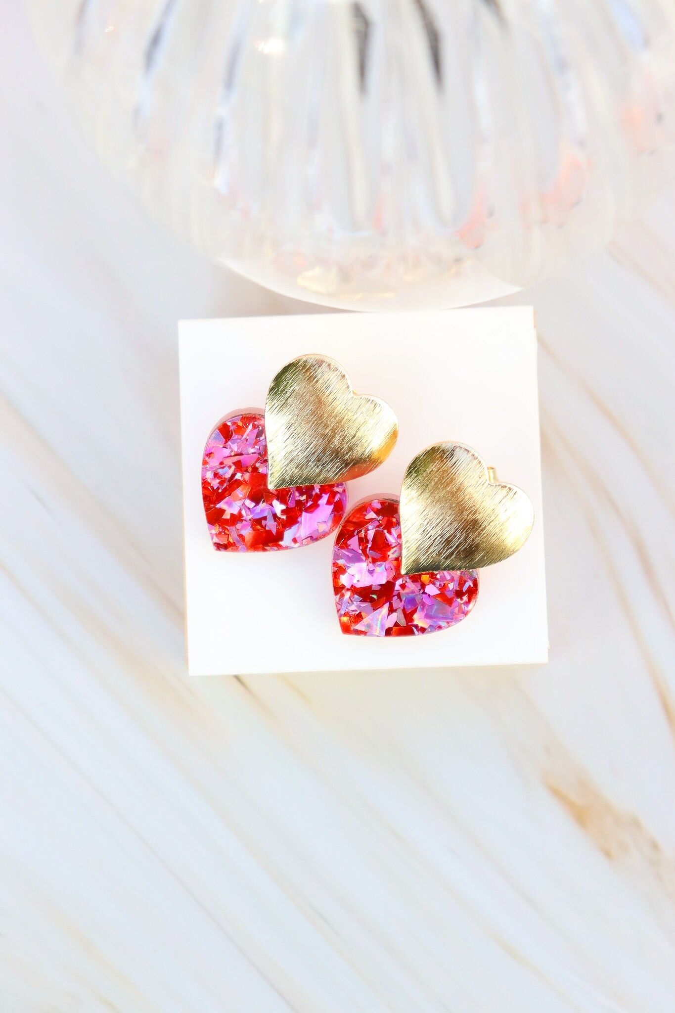 Caroline Rot Rosa Schneeflocken Ohrringe