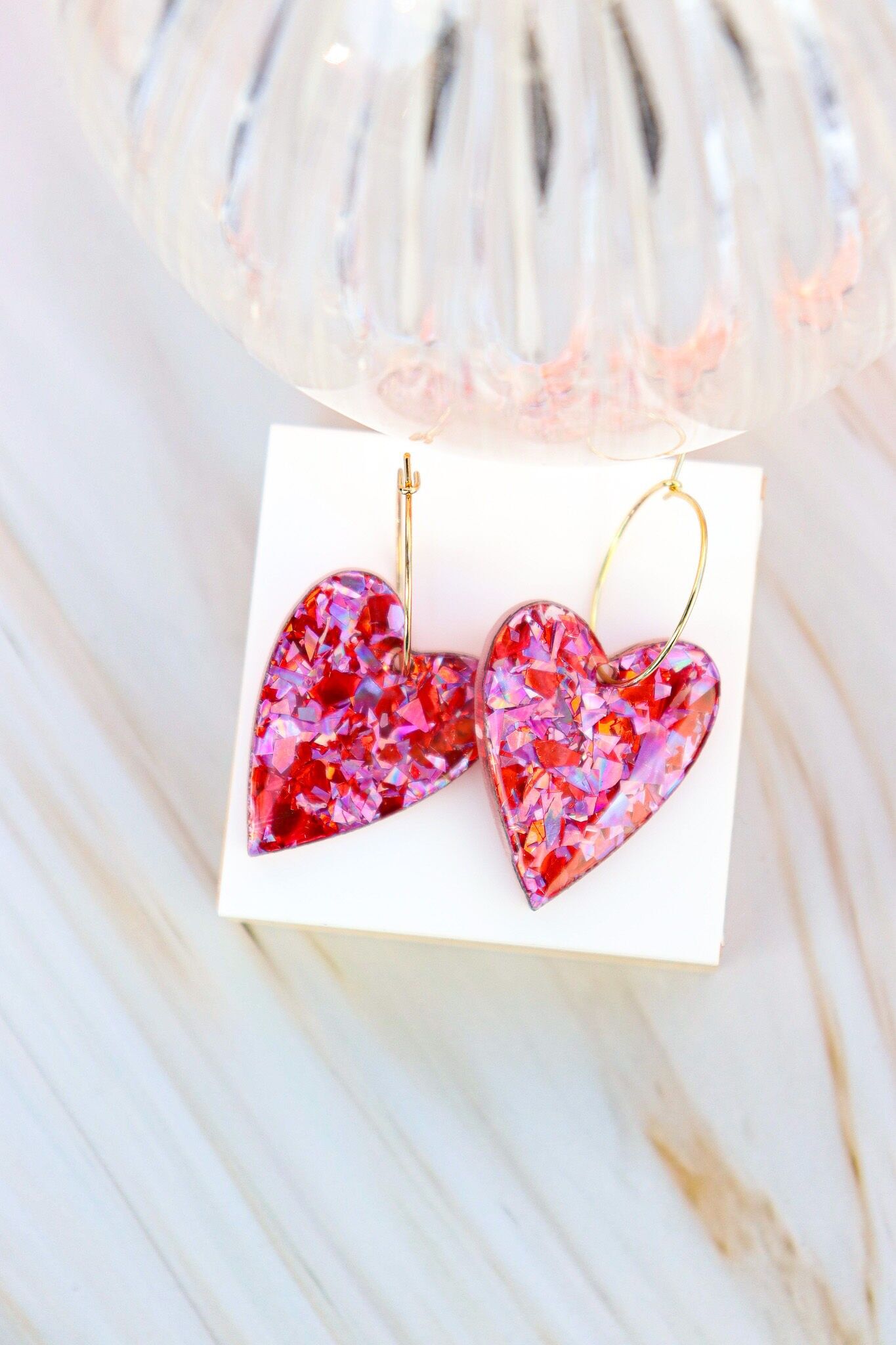 Mimi Rot Rosa Schneeflocken Ohrringe