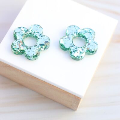 Isabelle Holographic Moss Green Sequin Hoop Earrings